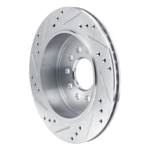 Lincoln Town Car Brake Rotor (1) - Rear Right - R1 Concepts - Drilled & Slotted - Silver - `03-`11